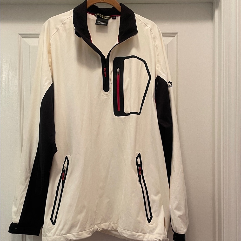 Mizuno Black and‎ White Windbreaker with Red Details